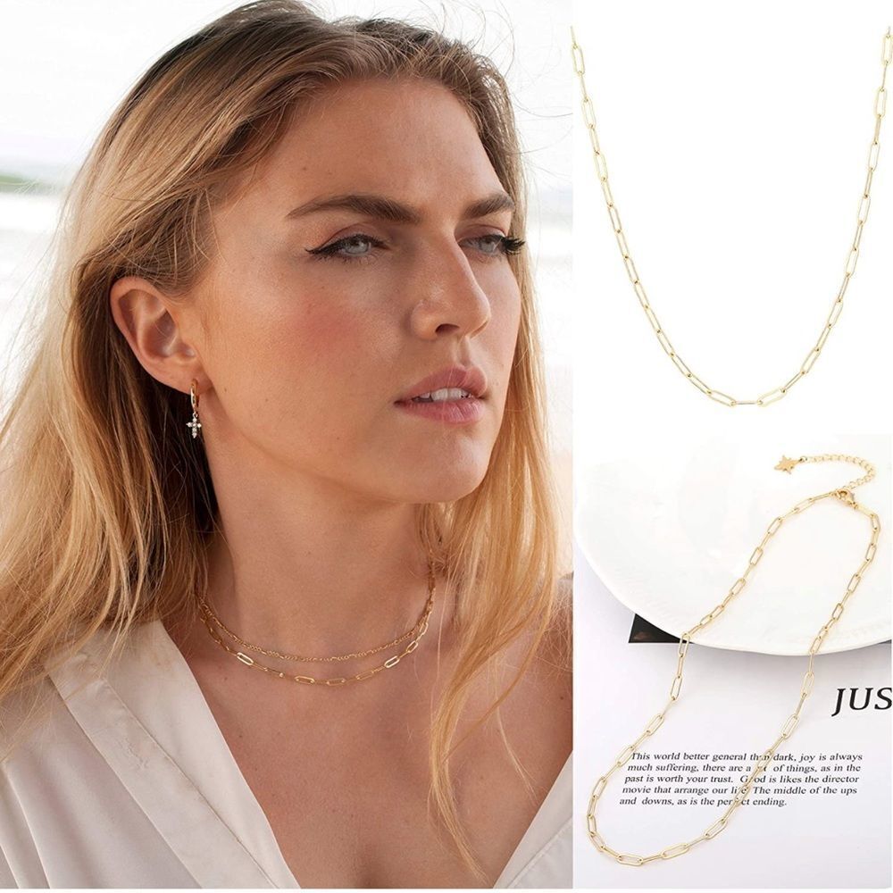 NWT Wool + Pepper Co. 18K Gold Paperclip Chain Necklace